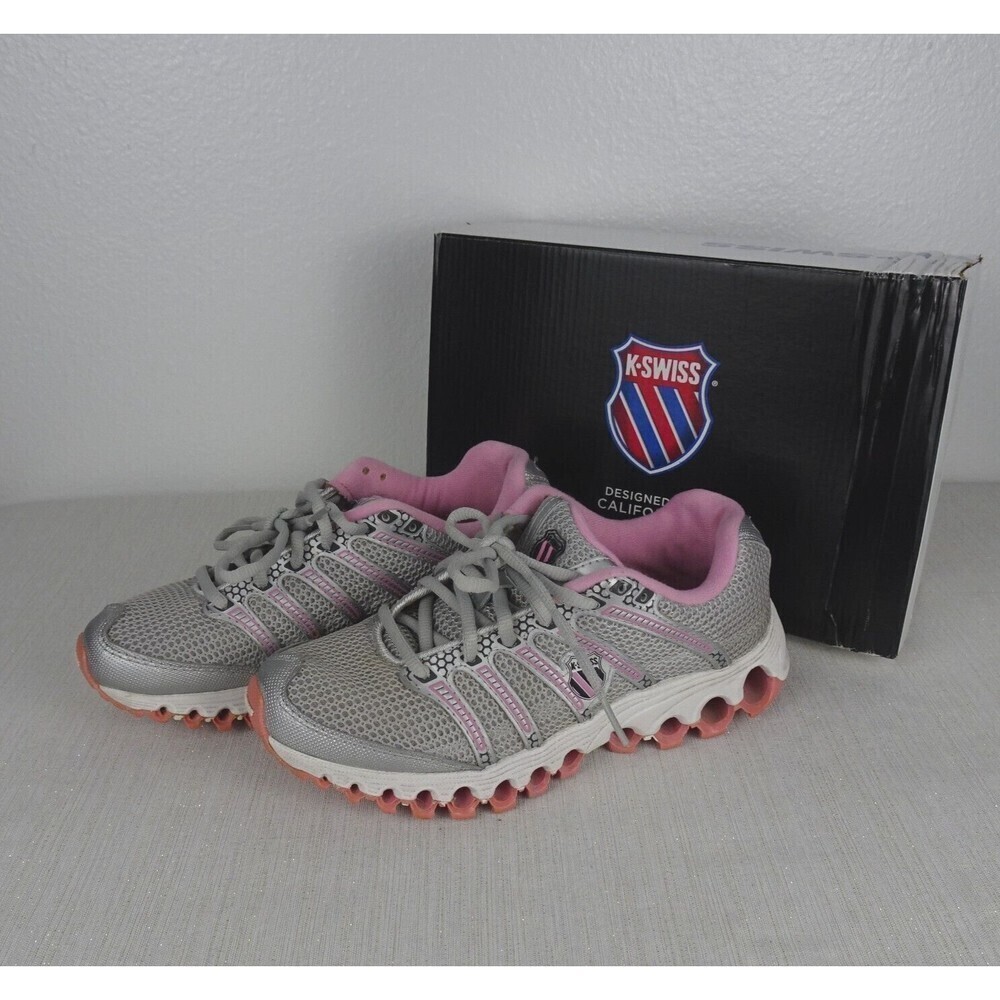 K-SWISS Women's Tubes Run 100 Athletic Sneakers Shoes Gray Pink White EUR 38